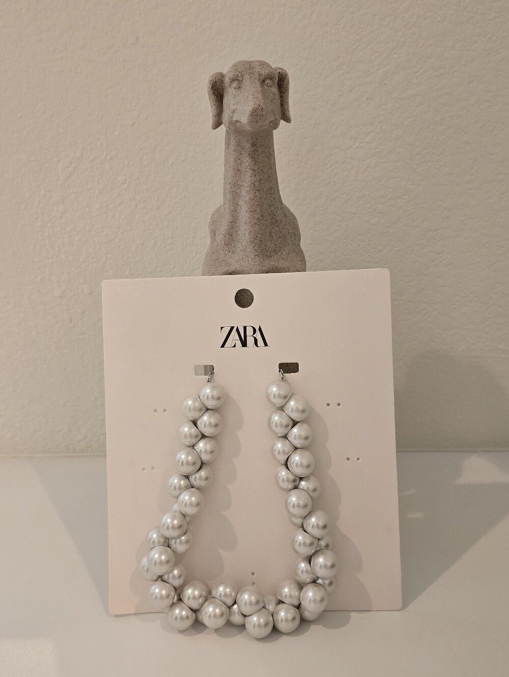 ZARA White And Gray Faux Pearl Twisted Necklace